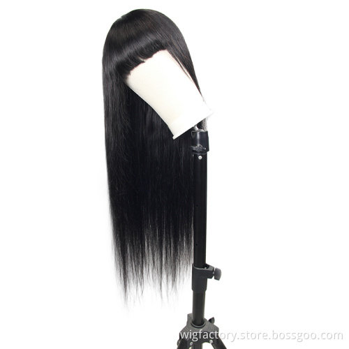 Wholesale Straight Wig Brazilian Remy Hair Human Hair Wigs peruvian hair wig making machine full machine made wig human hair
